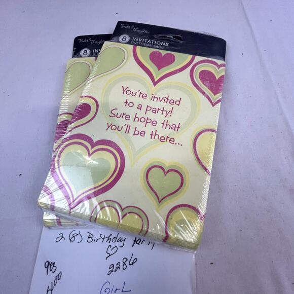 2 packs of 8 Birthday Invitations Hearts Tender Thoughts USA NWT girl love - Picture 6 of 6